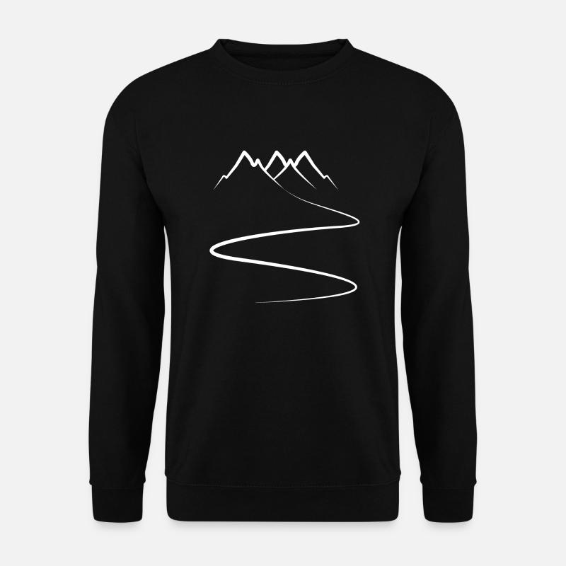 Montagna - sentiero - sci - escursionismo - sentiero - curve - Felpa unisex - nero