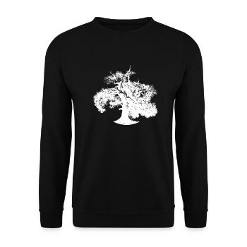Baum Wald Klimawandel nachhaltiger Umweltschutz - Unisex Pullover - Schwarz - Vorne - Alina (178cm) & Michal (187cm)