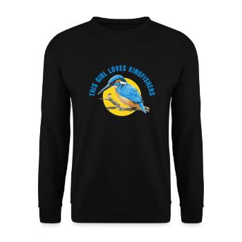 This Girl Loves Kingfishers - Unisex Pullover - Schwarz - Vorne - Alina (178cm) & Michal (187cm)