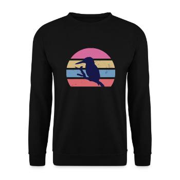 Kingfisher Vintage Design - Unisex Pullover - Schwarz - Vorne - Alina (178cm) & Michal (187cm)