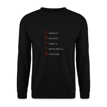 covid - Sweat-shirt Unisexe - noir - Devant - Alina (178cm) & Michal (187cm)