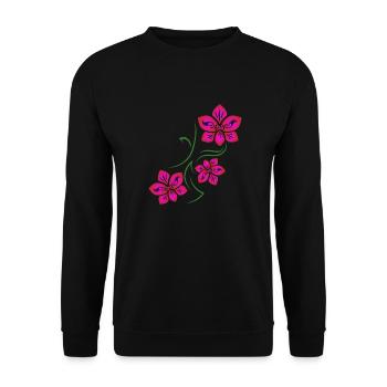 Hawaii Orchideen Tattoo Blumenliebhaber - Unisex Pullover - Schwarz - Vorne - Alina (178cm) & Michal (187cm)