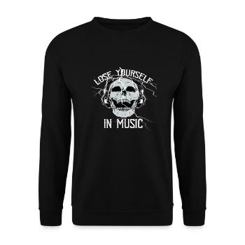 Crâne qui écoute de la musique - perdez-vous dans la musique - Sweat-shirt Unisexe - noir - Devant - Alina (178cm) & Michal (187cm)