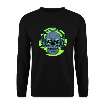Skull Headphones Green - Unisex Sweatshirt - black - Front - Alina (178cm) & Michal (187cm)