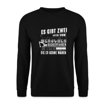 Baggerfahrer Bagger Baumaschinenführer Geschenk - Unisex Pullover - Schwarz - Vorne - Alina (178cm) & Michal (187cm)