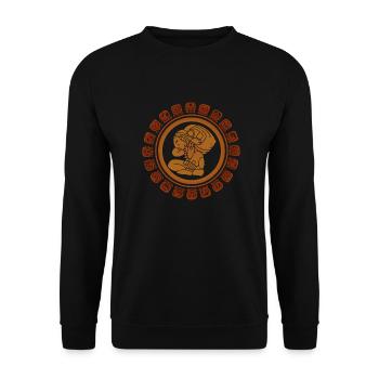 Maya Symbol Maya Kalender Geschenkidee - Unisex Pullover - Schwarz - Vorne - Alina (178cm) & Michal (187cm)