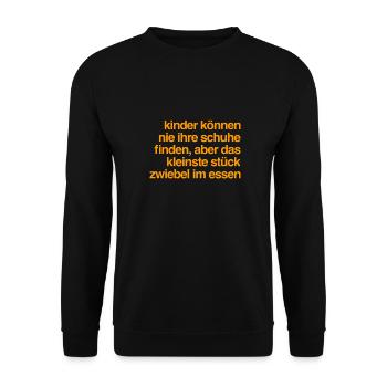 Kinder, Schuhe und Zwiebeln - Unisex Pullover - Schwarz - Vorne - Alina (178cm) & Michal (187cm)