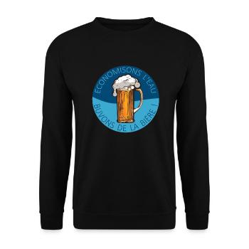 economisons eau buvons biere alcool humour - Sweat-shirt Unisexe - noir - Devant - Alina (178cm) & Michal (187cm)