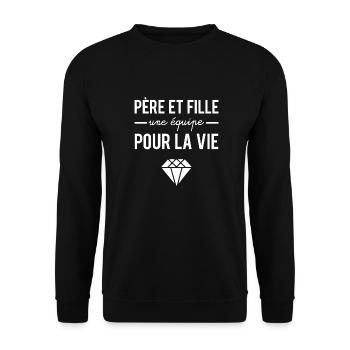 Père et fille une équipe pour la vie - Sweat-shirt Unisexe - noir - Devant - Alina (178cm) & Michal (187cm)