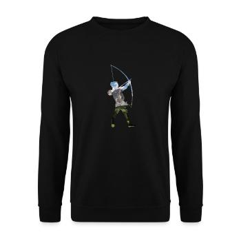 Double Exposure Art Bogenschießen Geschenkidee - Unisex Pullover - Schwarz - Vorne - Alina (178cm) & Michal (187cm)