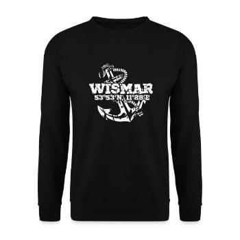 Wismar home port North Germany coordinates - Unisex Sweatshirt - black - Front - Alina (178cm) & Michal (187cm)