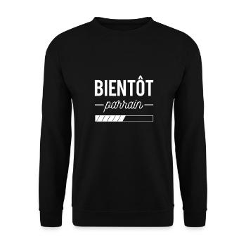 Bientôt parrain cadeau annonce baptême - Sweat-shirt Unisexe - noir - Devant - Alina (178cm) & Michal (187cm)