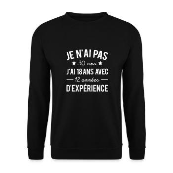 Cadeau anniversaire 30 ans humour texte drôle - Sweat-shirt Unisexe - noir - Devant - Alina (178cm) & Michal (187cm)