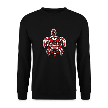Haida Schildkröte Tribal Tattoo Geschenkidee - Unisex Pullover - Schwarz - Vorne - Alina (178cm) & Michal (187cm)