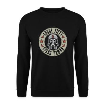 Angry fifty 50 Biker Motorrad - Unisex Pullover - Schwarz - Vorne - Alina (178cm) & Michal (187cm)