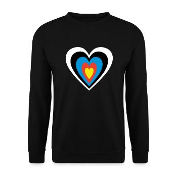 Motif de tir à l'arc cible coeur - Sweat-shirt Unisexe - noir - Devant - Alina (178cm) & Michal (187cm)