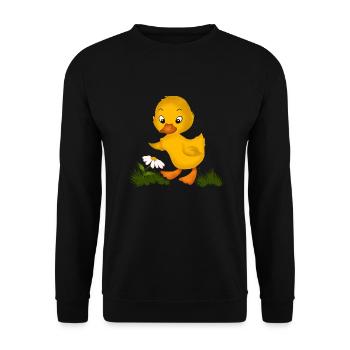 Baby Chick - Ente - Unisex Pullover - Schwarz - Vorne - Alina (178cm) & Michal (187cm)