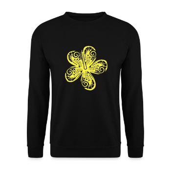 Hawaiianische Hibiskus Hawaii-Blumen Geschenk - Unisex Pullover - Schwarz - Vorne - Alina (178cm) & Michal (187cm)