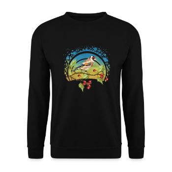 Bunter Vogel - Unisex Pullover - Schwarz - Vorne - Alina (178cm) & Michal (187cm)