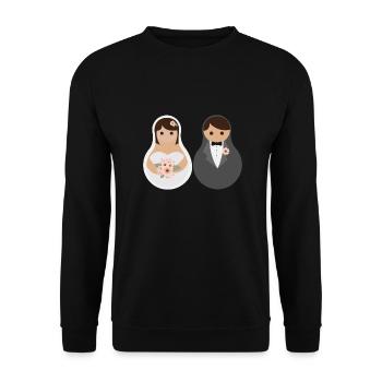 Russland Matrjoschka-Puppen Hochzeitsgeschenk - Unisex Pullover - Schwarz - Vorne - Alina (178cm) & Michal (187cm)