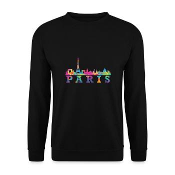 Idée cadeau souvenir Paris Skyline Impression - Sweat-shirt Unisexe - noir - Devant - Alina (178cm) & Michal (187cm)
