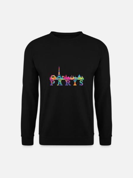 Idée cadeau souvenir Paris Skyline Impression - Sweat-shirt Unisexe - noir