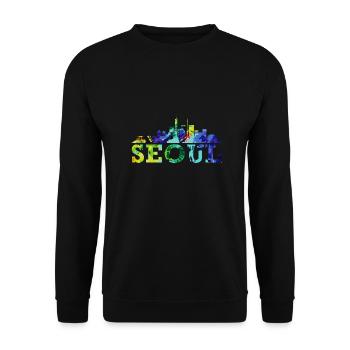 Seoul Skyline Impression Korea Souvenir Gift - Unisex Sweatshirt - black - Front - Alina (178cm) & Michal (187cm)