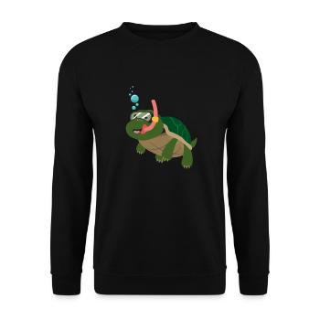 Schildkröte Schnorcheln Schwimmen Geschenkidee - Unisex Pullover - Schwarz - Vorne - Alina (178cm) & Michal (187cm)