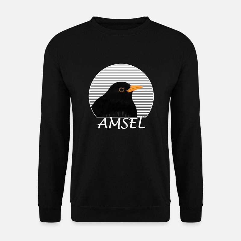 Amsel Vogel Zeichnung Ornithologe Biologe - Unisex Pullover - Schwarz
