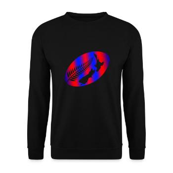 Rugby Aotearoa Neuseeland Silberfarn-Geschenkidee - Unisex Pullover - Schwarz - Vorne - Alina (178cm) & Michal (187cm)