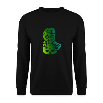 Maori Tiki Koru Polynesian Tribal Tattoo Geschenk - Unisex Pullover - Schwarz - Vorne - Alina (178cm) & Michal (187cm)
