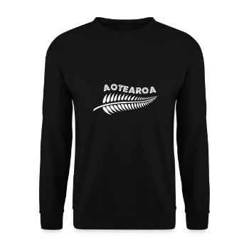 Aotearoa Neuseeland Silberfarn Tribal Tattoo Gift - Unisex Pullover - Schwarz - Vorne - Alina (178cm) & Michal (187cm)