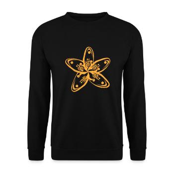Cadeau Tribal Orange Plumeria Fleur hawaïenne - Sweat-shirt Unisexe - noir - Devant - Alina (178cm) & Michal (187cm)