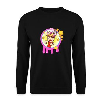 Flamingo Schleim Cartoon - Unisex Pullover - Schwarz - Vorne - Alina (178cm) & Michal (187cm)