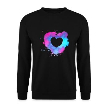 Watercolor heart with pink and light blue colors - Unisex Sweatshirt - black - Front - Alina (178cm) & Michal (187cm)
