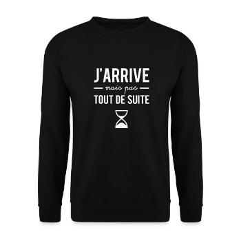 J'arrive mais pas tout de suite - Sweat-shirt Unisexe - noir - Devant - Alina (178cm) & Michal (187cm)