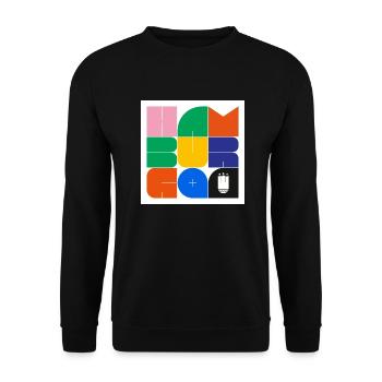 Hamburg Design abstrait minimaliste avec des armoiries - Sweat-shirt Unisexe - noir - Devant - Alina (178cm) & Michal (187cm)