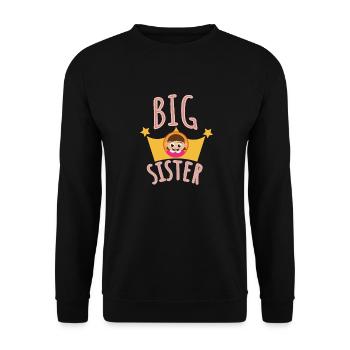 Big sister with crown Big sister gift idea - Unisex Sweatshirt - black - Front - Alina (178cm) & Michal (187cm)