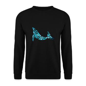 Maori Humpback Whale Polynesia Tribal Tattoo Gift - Unisex Sweatshirt - black - Front - Alina (178cm) & Michal (187cm)