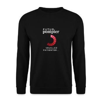 Futur pompier veuillez patienter - Sweat-shirt Unisexe - noir - Devant - Alina (178cm) & Michal (187cm)