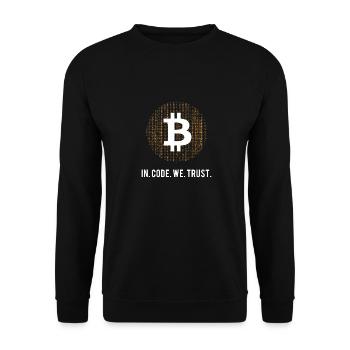 Bitcoin dans un code de confiance - Sweat-shirt Unisexe - noir - Devant - Alina (178cm) & Michal (187cm)