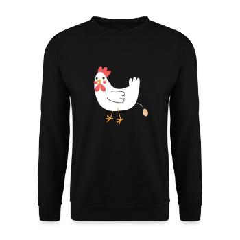 Poulet caca un œuf! - Sweat-shirt Unisexe - noir - Devant - Alina (178cm) & Michal (187cm)