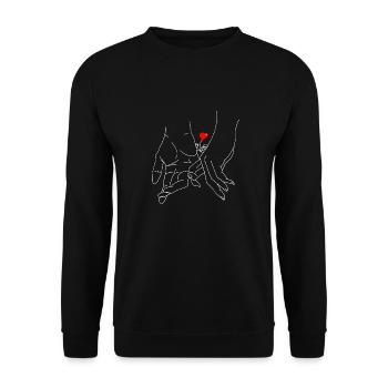 Zeichnung Liebe Hände Finger - Unisex Pullover - Schwarz - Vorne - Alina (178cm) & Michal (187cm)