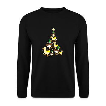 Ente Weihnachten Weihnachtsbaum - Unisex Pullover - Schwarz - Vorne - Alina (178cm) & Michal (187cm)