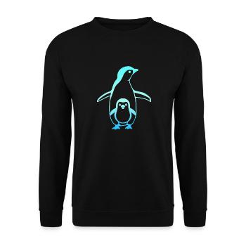 Pinguin Vater und Sohn Tattoo Tiere Geschenkidee - Unisex Pullover - Schwarz - Vorne - Alina (178cm) & Michal (187cm)