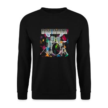 Drummer Art Design Texte argenté - Sweat-shirt Unisexe - noir - Devant - Alina (178cm) & Michal (187cm)