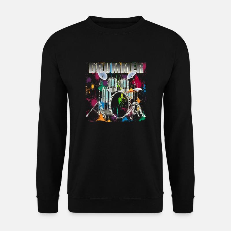 Drummer Art Design Silver Text - Unisex Pullover - Schwarz