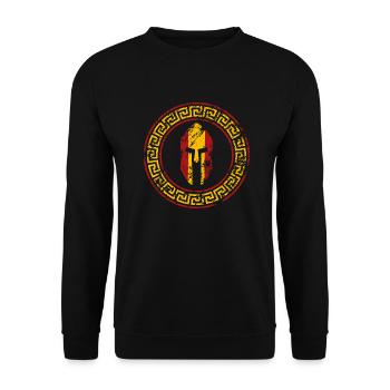 Spartanische Helmfarben der Flagge Spaniens - Unisex Pullover - Schwarz - Vorne - Alina (178cm) & Michal (187cm)