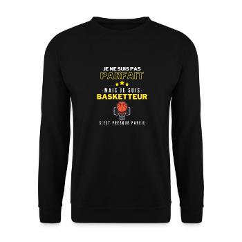 Ich bin nicht perfekt, aber ein Basketballspieler - Unisex Pullover - Schwarz - Vorne - Alina (178cm) & Michal (187cm)