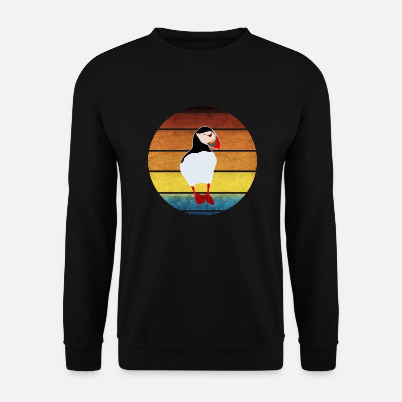 Papageientaucher, Puffin, Sonnenuntergang, vintage - Unisex Pullover - Schwarz